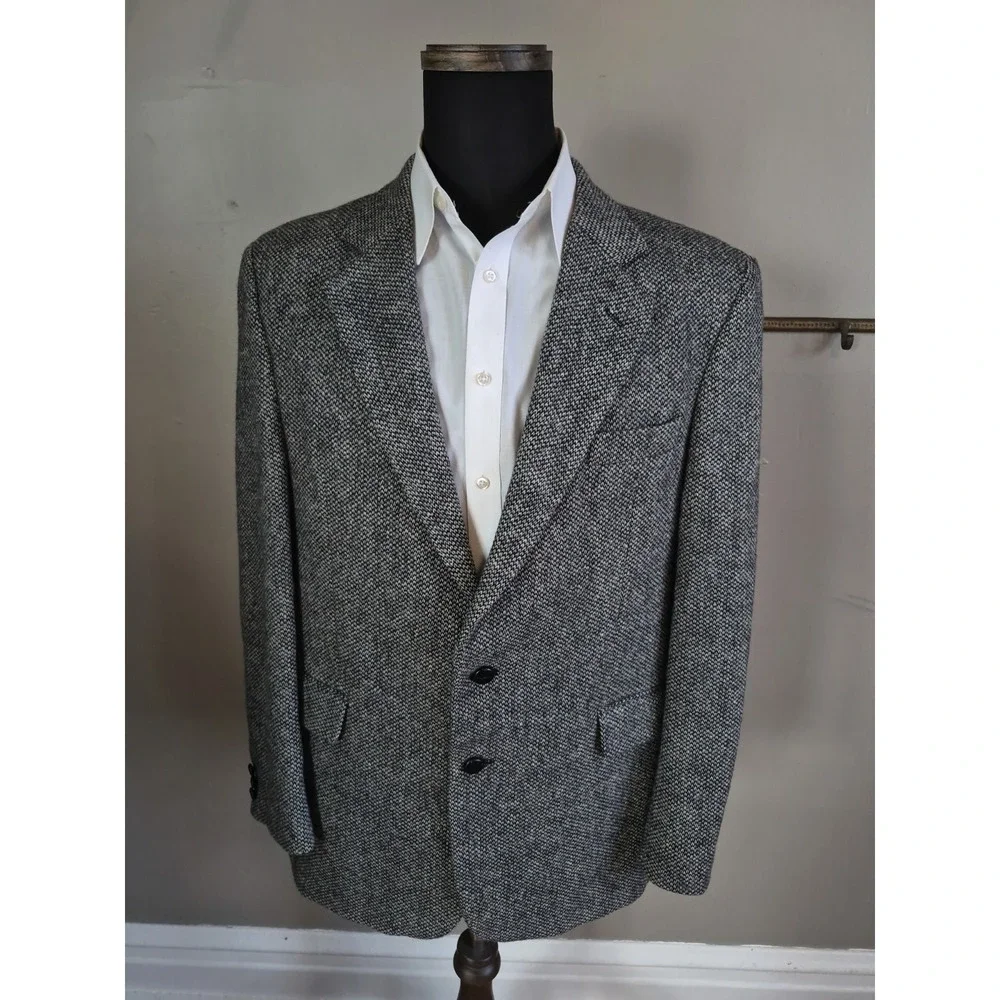 Giorgio Santangelo Mens Wool Sport Coat 42R Gray Made in Italy Vintage Blazer